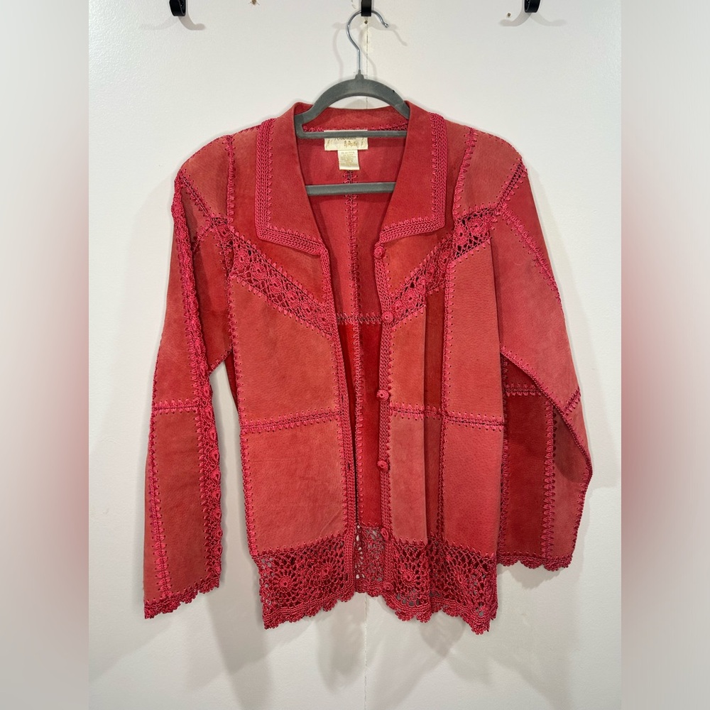 Kroshetta By Papillon Suede Patchwork Jacket Size… - image 1